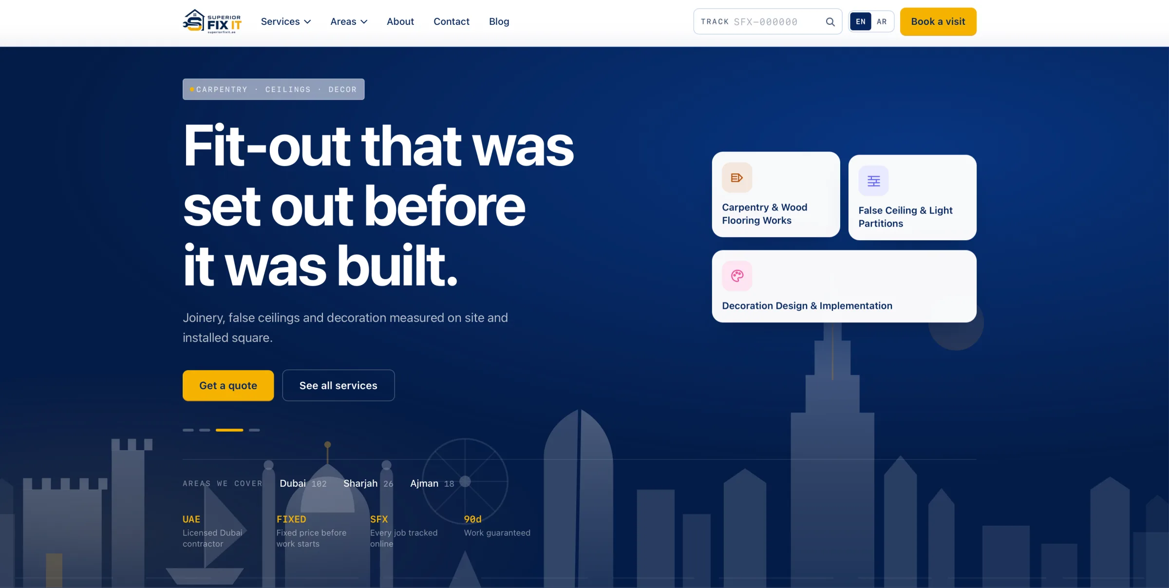 Superior Fix It website — desktop